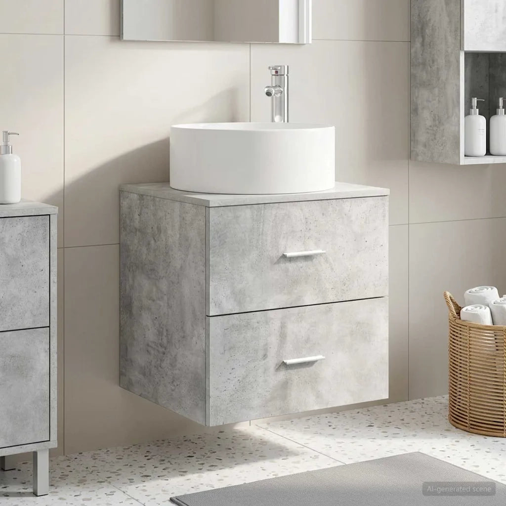 Mobile Lavabo da Parete Grigio Cemento 49,5 x 44,5 x 65,5 cm 890321