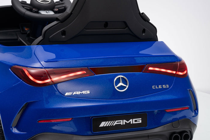 Macchina Elettrica per Bambini 12V Licenza Ufficiale Mercedes CLE53 Sedile in Pelle Blu