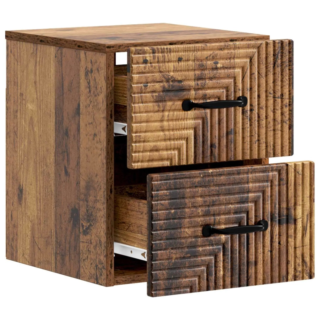 Mobiletto da notte a muro Legno antico 34,5 x 33 x 40 cm 898651