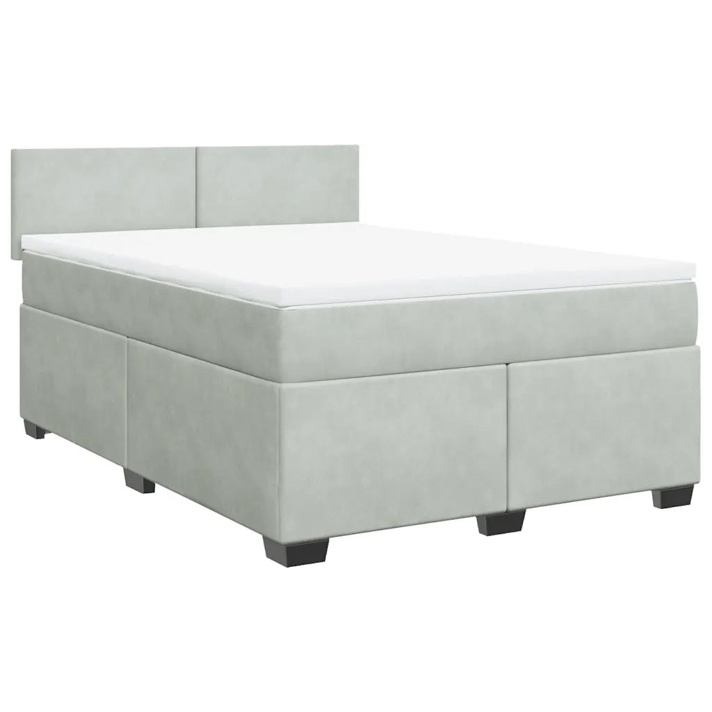 Giroletto a Molle con Materasso Grigio Chiaro 140x190cm Velluto 3288600