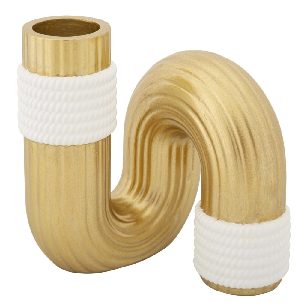 Vaso Decorativo Tubo 1, Oro, Poliestere, 10,5x10,5x12,7 cm