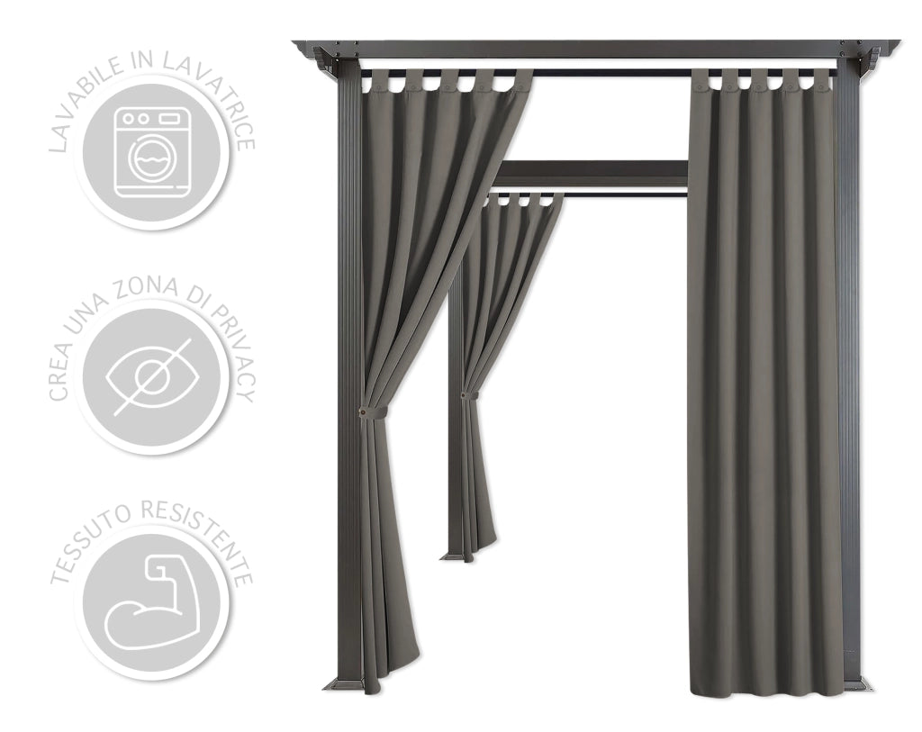 Tenda Per Gazebo Da Esterno Resistente 160 x 270 Cm Con Asole E Passanti Chiusura A Bottoni Antivento Antipolvere Uv Resistente Tende Da Sole Ombreggiante Terrazzo Multiuso 1 Pezzo - Antracite