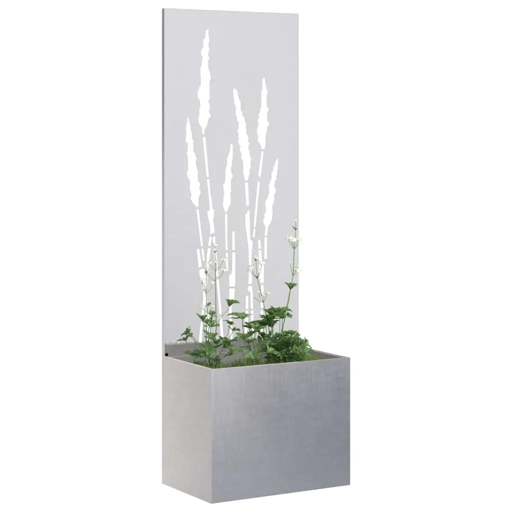 vidaXL Vaso da Giardino con Pannello Decorativo Argento 50 x 140 cm