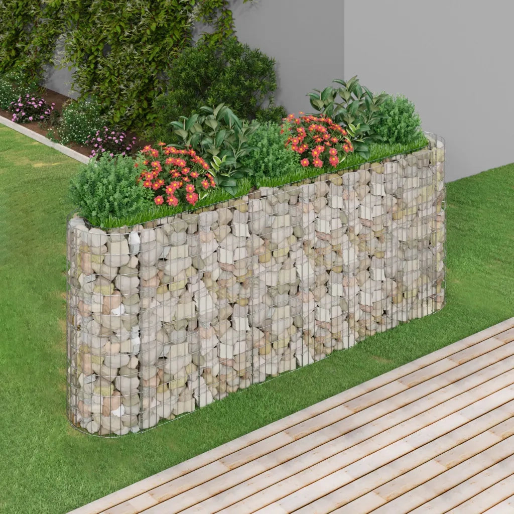 Gabbione con Fioriere | Cassetta per fiori | Letto Rialzato in Acciaio Zincato 260x50x100 cm