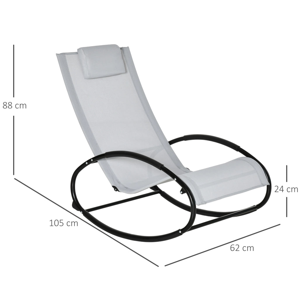 EasyComfort Sedia a Dondolo da Giardino Zero Gravity, Sdraio da Giardino Ergonomica con Cuscino e Tessuto Traspirante per Interno ed Esterno, 105x62x88 cm, Grigia