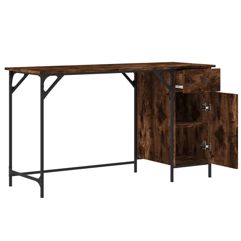 Scrivania | Tavolo da Ufficio Computer Rovere Fumo 131x48x75 cm Legno Multistrato