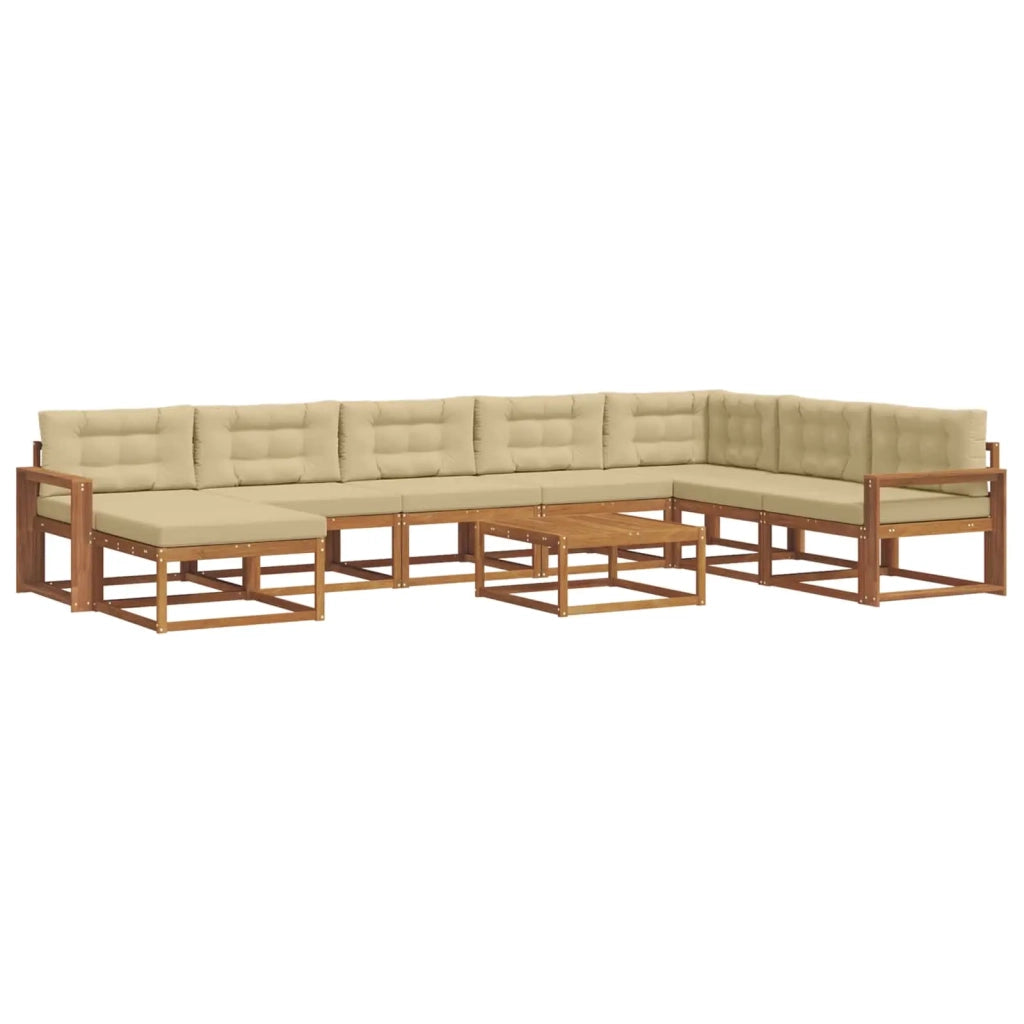 Set di divani da esterno con cuscino 9 pcs Naturale e Beige