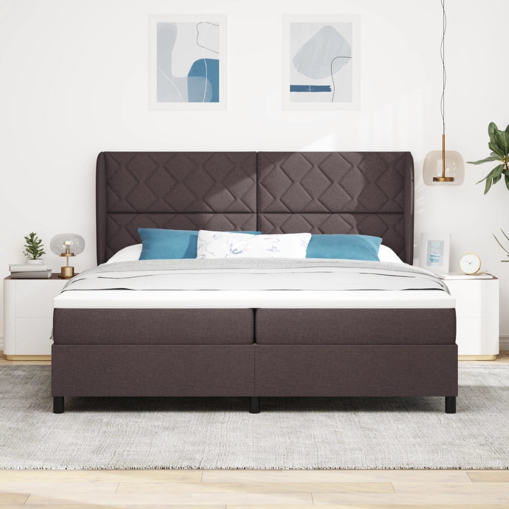 Letto a molletti  con materasso in marrone scuro, 200x200 cm in tessuto