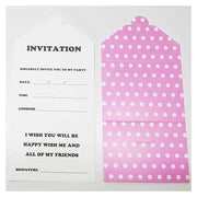 Trade Shop - Set 18 Pezzi Biglietto Biglietti Invito Inviti Compleanno Pois Rosa Carta Festa -