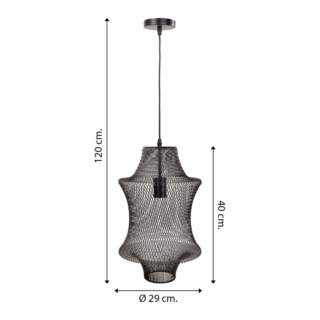 Plafoniera in metallo nero 29x29x40/120h