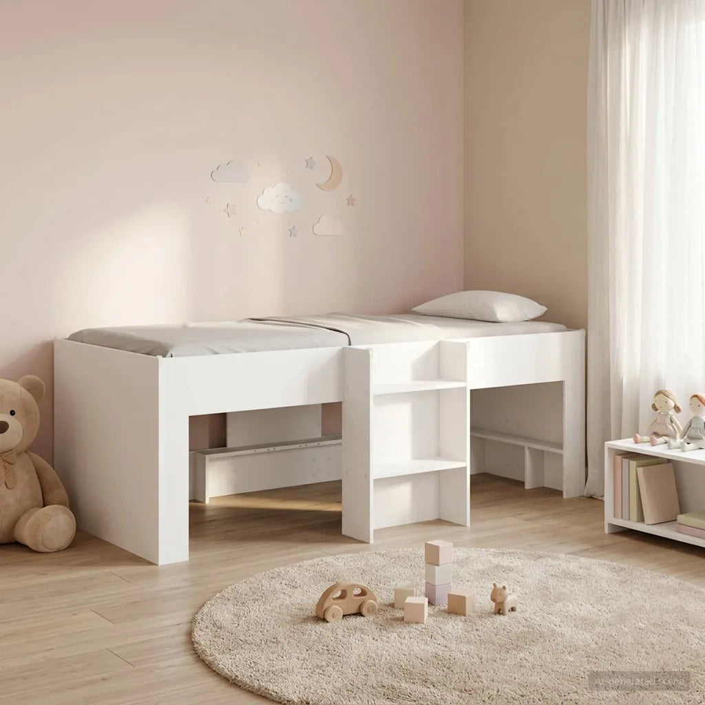 Letto Alto per Bambini 2 pcs Bianco 90 x 190 cm