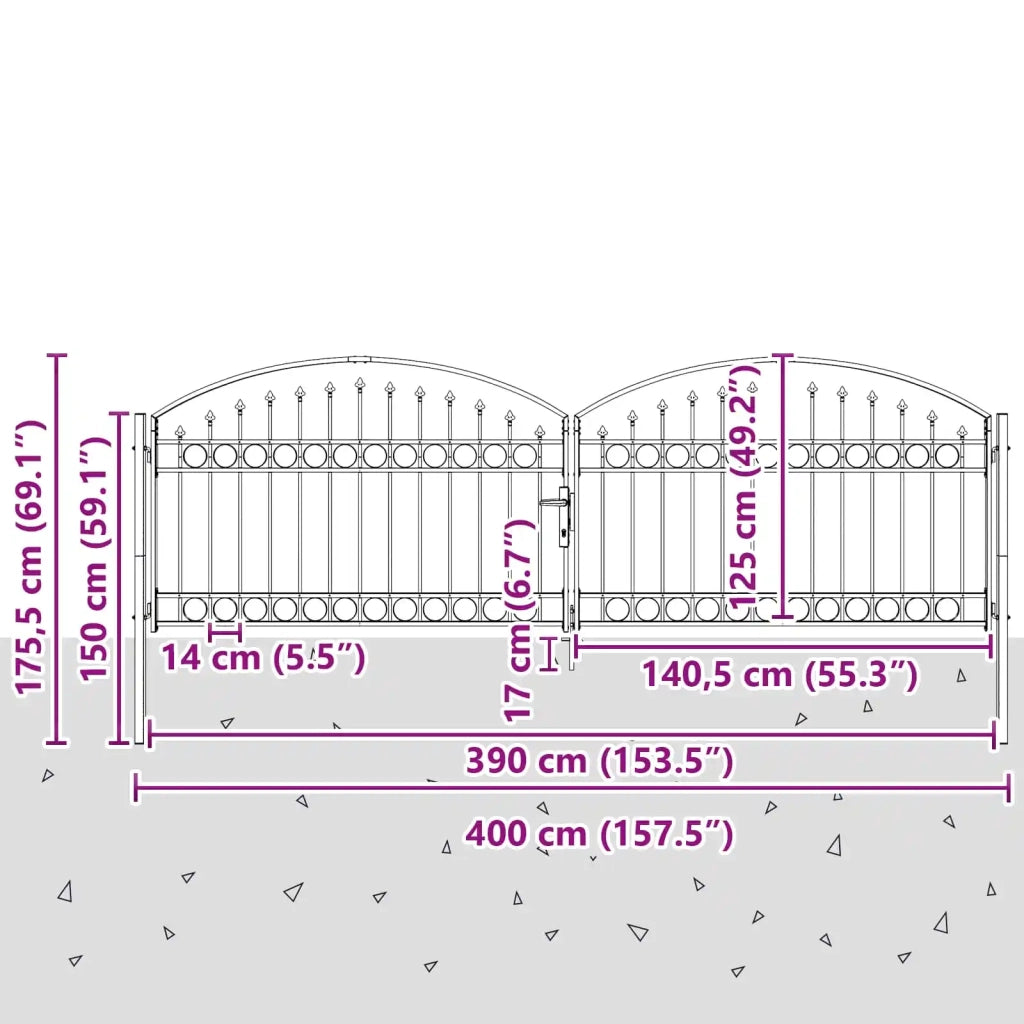 Cancello per recinzione Assen Grigio 301 x 224.5 cm Acciaio 42008942