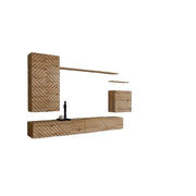 Set di mobili da salotto SWITCH II, design, colore rovere wotan. Finiture delle facciate effetto rovere fresato.