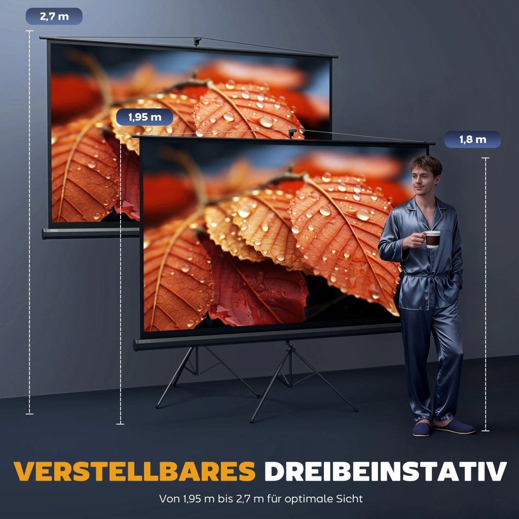 Telo per proiezione con cavalletto 221x124 cm 100 pollici 16:9 ¨C zephmum ¨C HD 4K