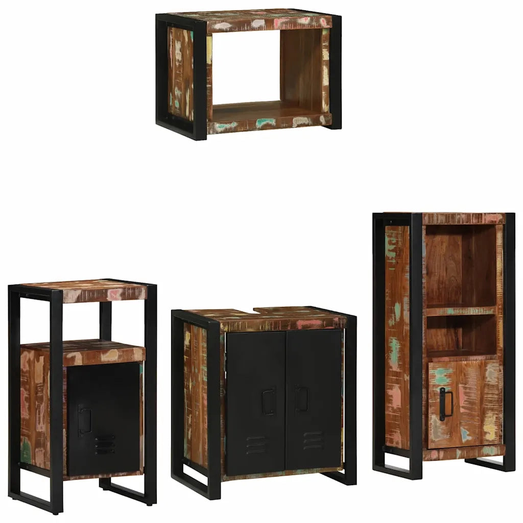 Set di mobili per il bagno 4 pcs Legno Recuperato Massello