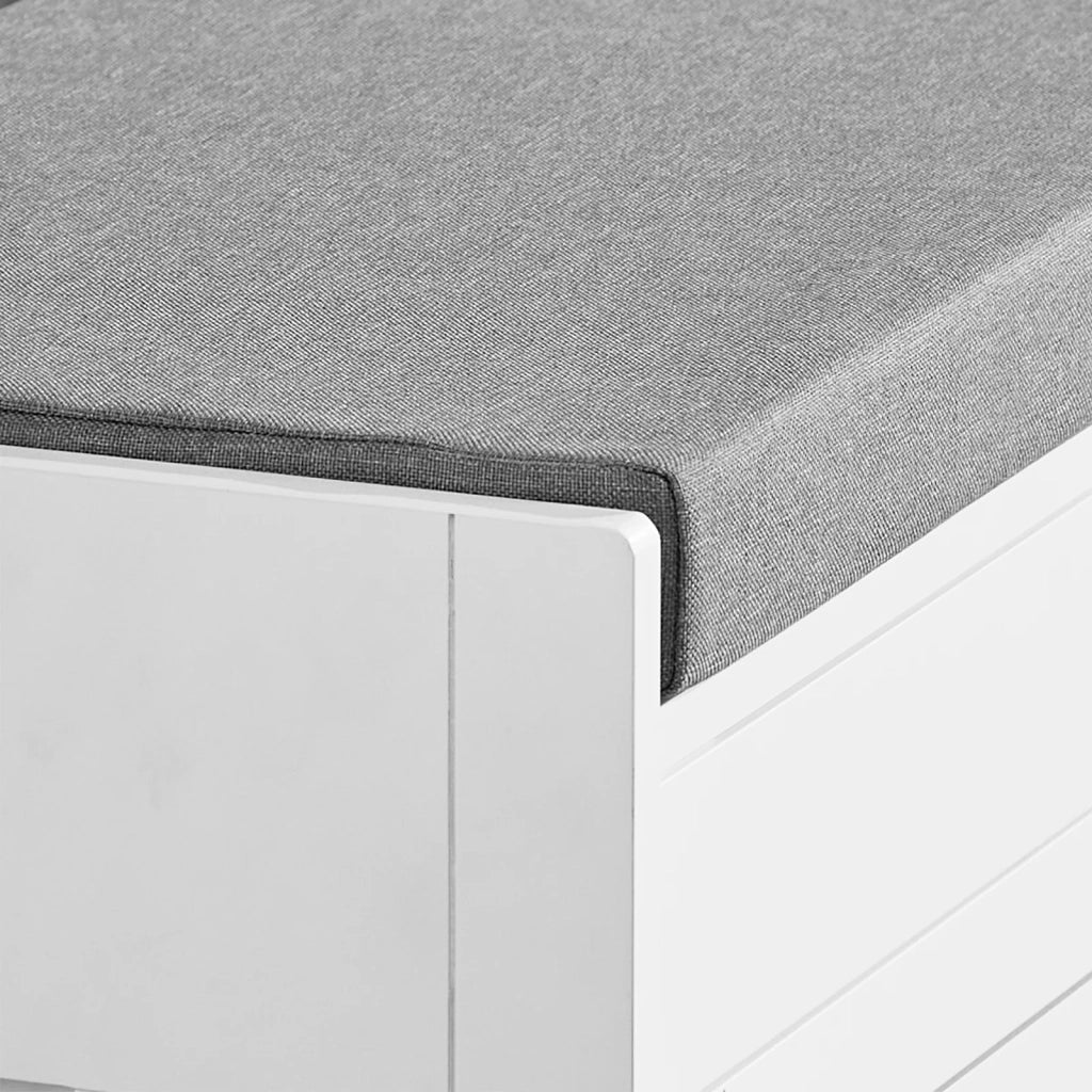 Panca contenitore con 2 ante Scarpiera con vano portaoggetti Panca ingresso Bianco, L90xP33xA50 cm FSR102-W