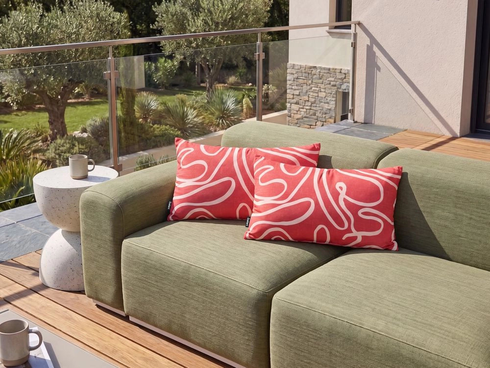 Set di 3 cuscini decorativi da esterno Motivo astratto rossa Stile moderno