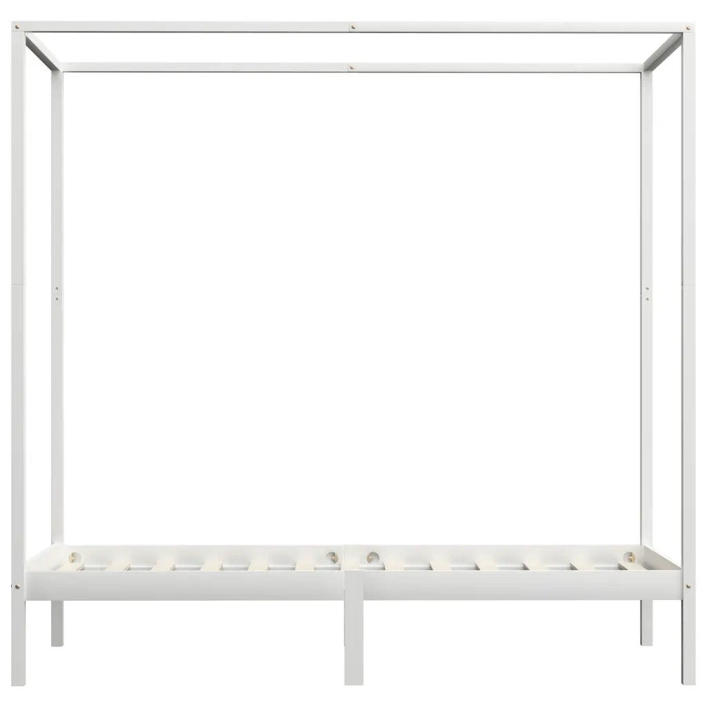 Letto singolo | Letto per adulti | Giroletto Baldacchino senza Materasso 100x200 cm Legno Bianco
