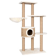 Tiragraffi per gatti torre per arrampicata giocattolo piattaforma per arrampicata con tiragraffi 126 cm erba marina Beige 02_0022446