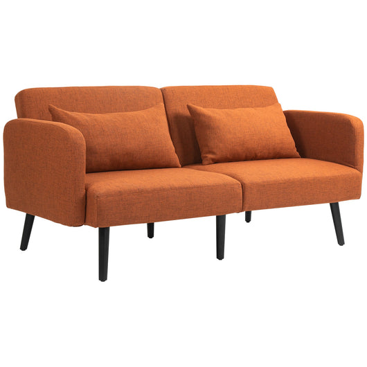 Divano Letto Singolo Clic Clac con Schienale Regolabile 170x83x80 cm in Tessuto effetto Lino Marrone