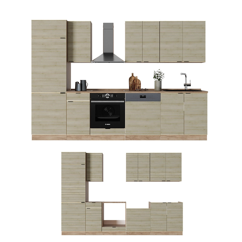 Cucina componibile Fame-Line Pannello in quercia/Rovere dorato 300 cm, PL Rovere Vicco