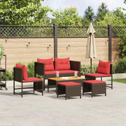Set Divano da Giardino 6 pcs Marrone e Rosso polyrattan 4104707