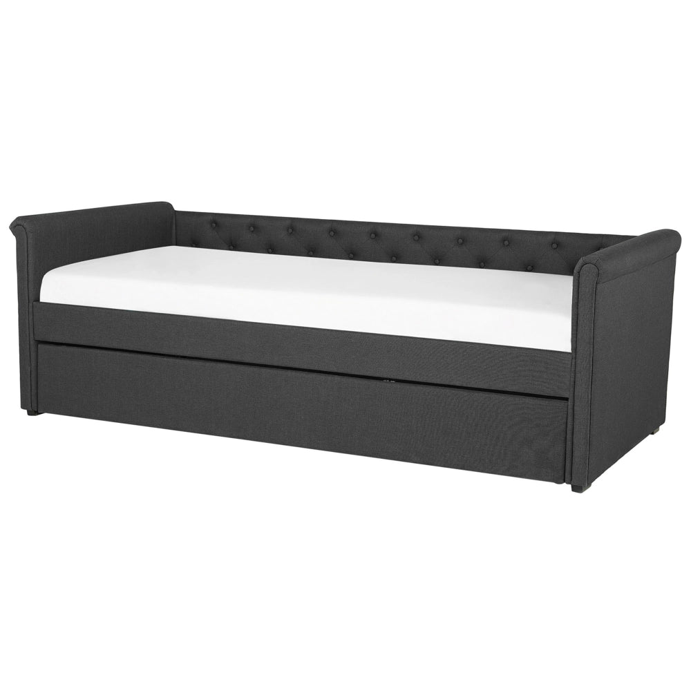 Divano Letto estraibile Rivestimento in tessuto grigio Small Single Size Guest Underbed