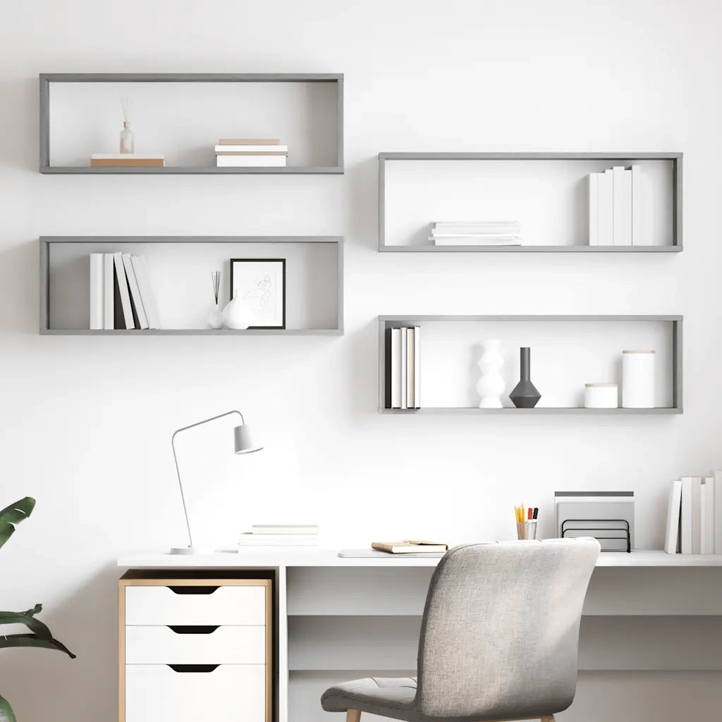 Mensole a Cubo 4 pz Grigio Cemento 80x15x26,5 cm in Truciolato cod mxl 51129