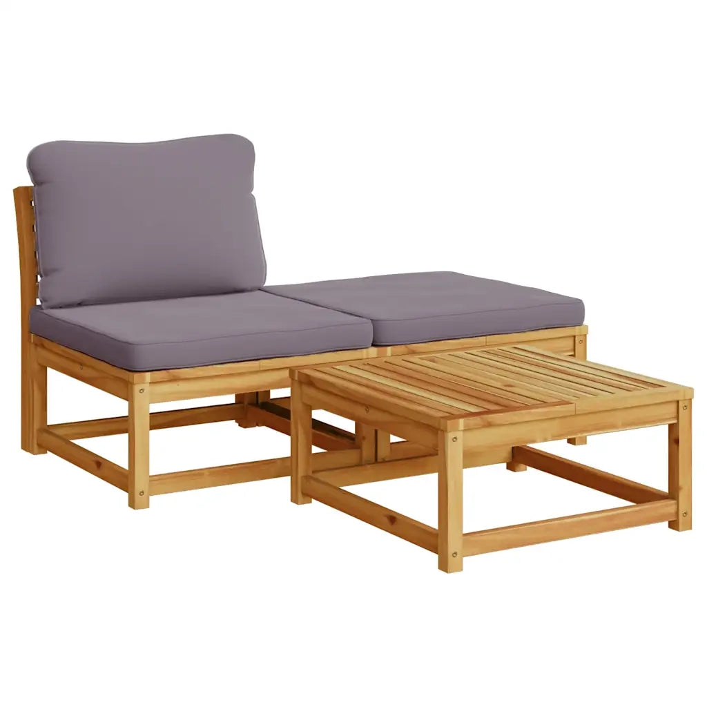 Salotto da Giardino-Set Mobili da Giardino 3pz con Cuscini Legno Massello di Acacia 144933