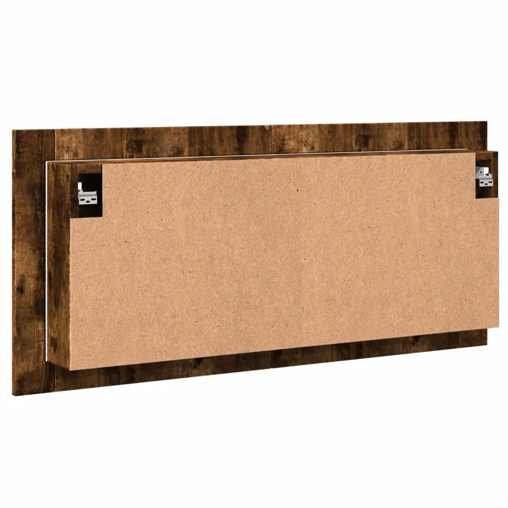 Armadietto a Specchio con LED Rovere Fumo 100x12x45 cm