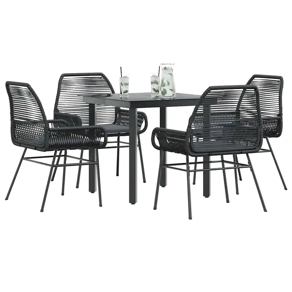 Set da Pranzo da Giardino con Cuscini 5 pz Polyrattan Vetro 3334563