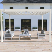 Pergola bioclimatica Ombréa autoportante VS 3x4M Bianco + 1 tenda 4M bianca
