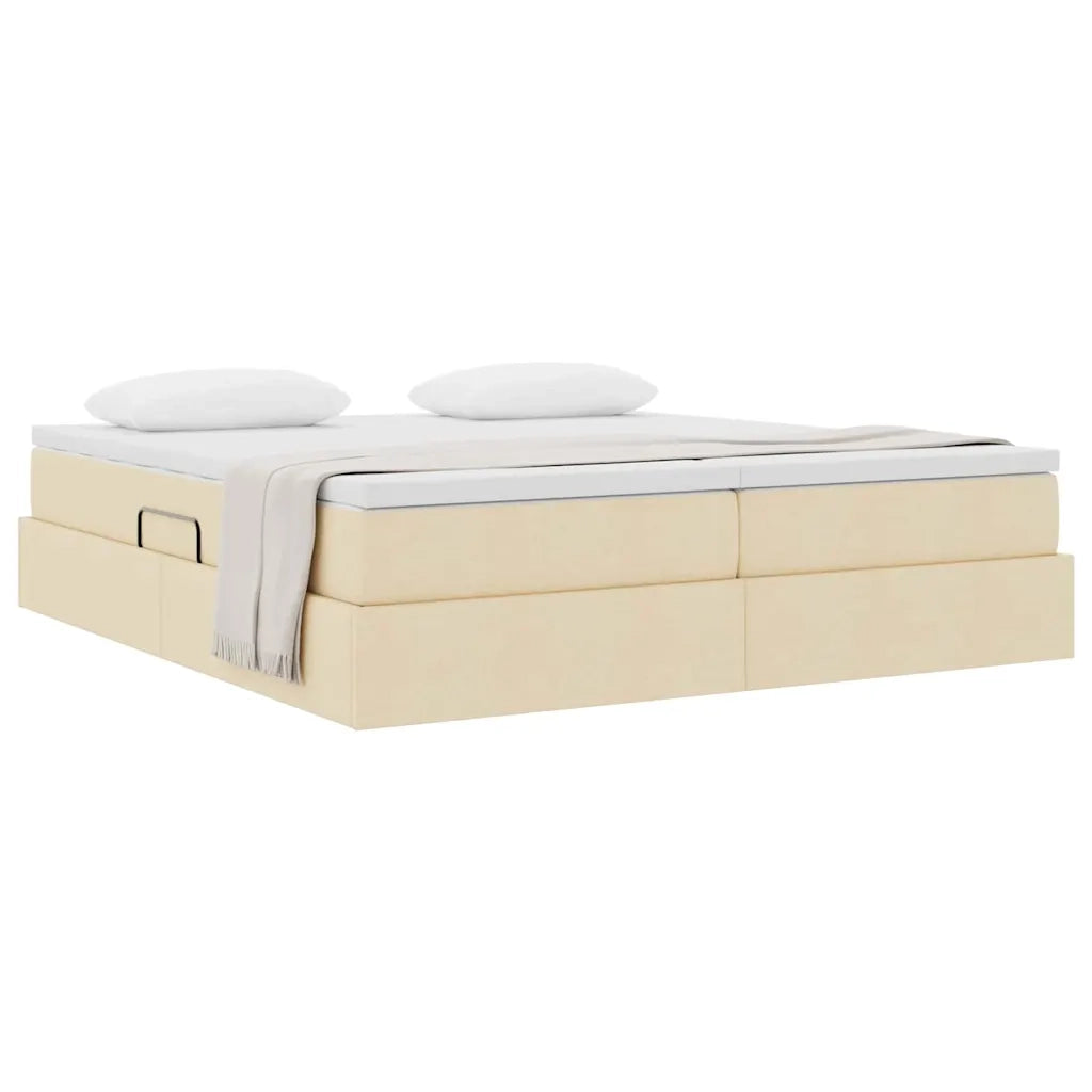 Letto con contenitore e materasso Crema 180 x 200 cm Poliestere