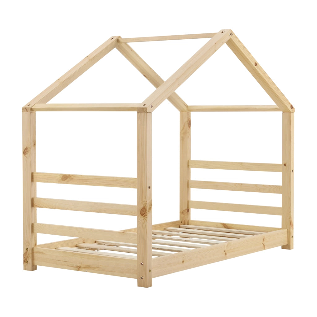 Letto a Casetta per Cameretta Vardø 80x160 cm Legno Naturale [en.casa]