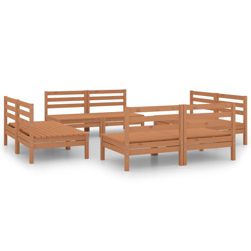 Set Salotto da Giardino 8pz | Set di Mobili da Esterno Marrone Ambra Legno Massello Pino