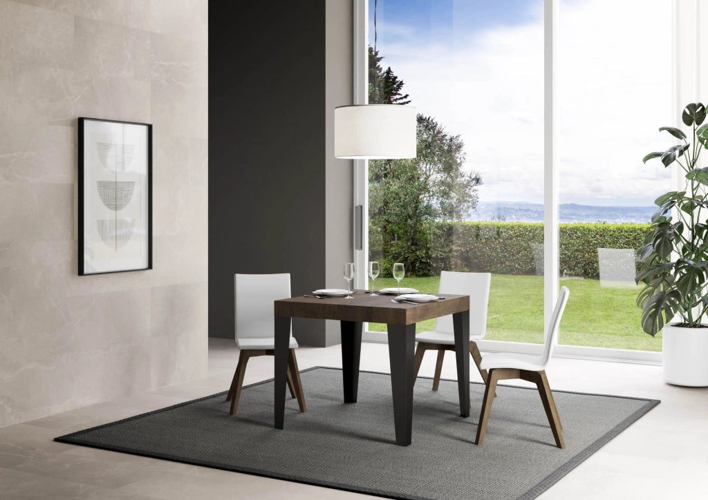Tavolo allungabile 90x90/246 cm Flaris Premium Noce telaio Antracite