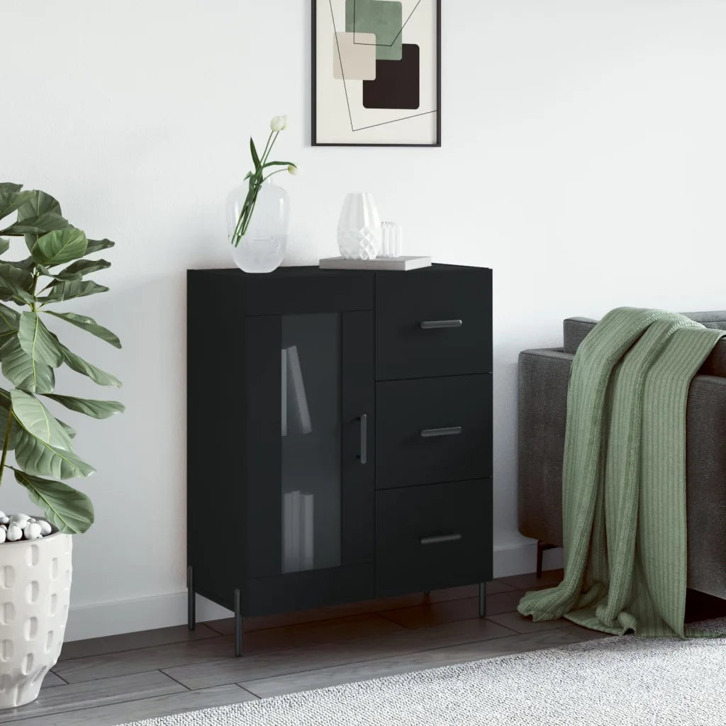 Credenza Nera 69,5x34x90 cm in Legno Multistrato 828053