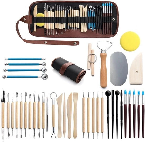 Kit di modellazione argilla - Gereedschap per modellazione argilla - 40 pezzi - 21,5 x 12 x 6,8 cm