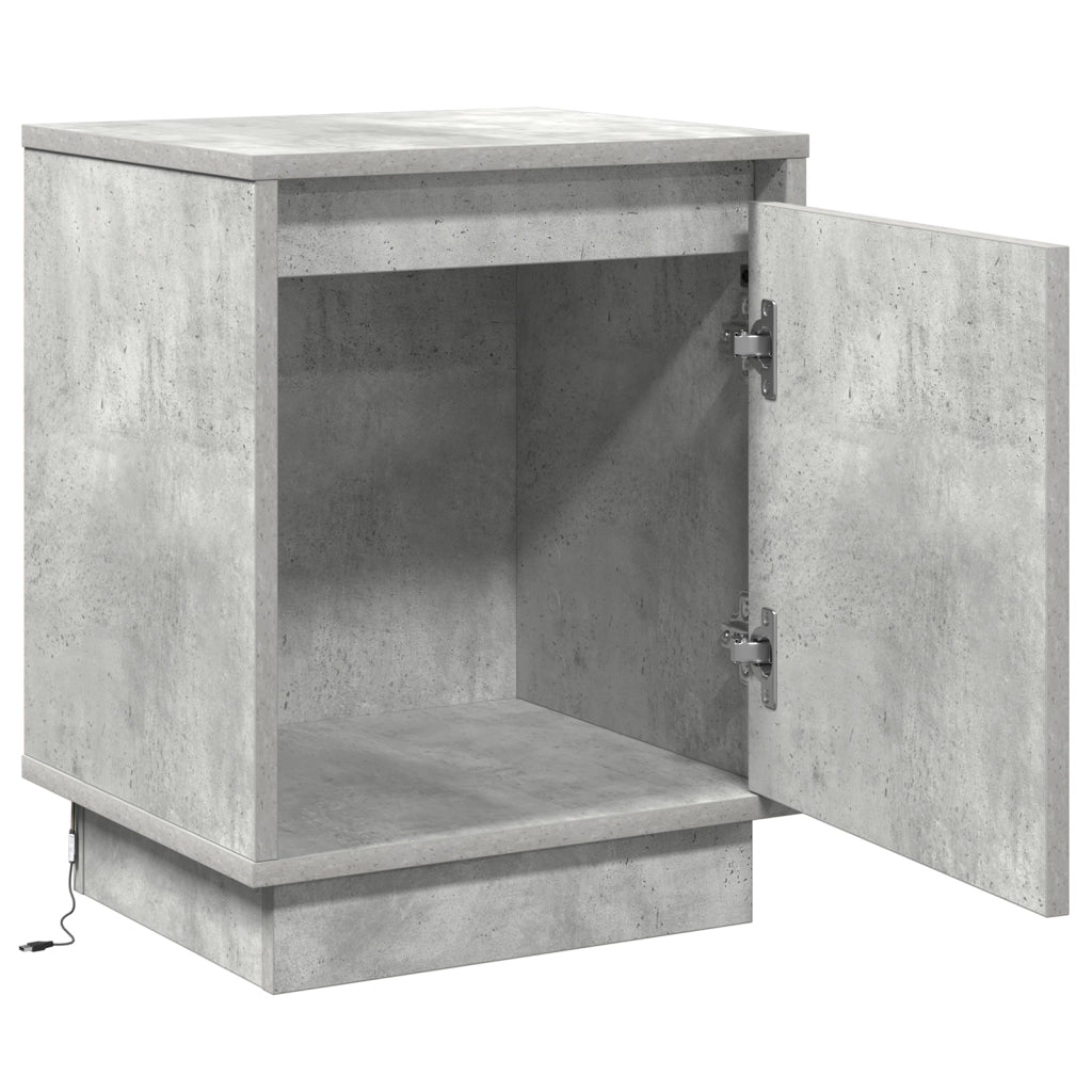 Comodini con Luci LED 2 pcs Grigio Cemento 39x34,5x50 cm