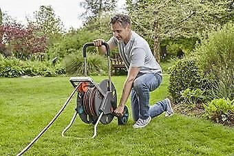 Gardena AquaRoll L Easy Carrello avvolgitubo Manuale Nero, Blu, Arancione