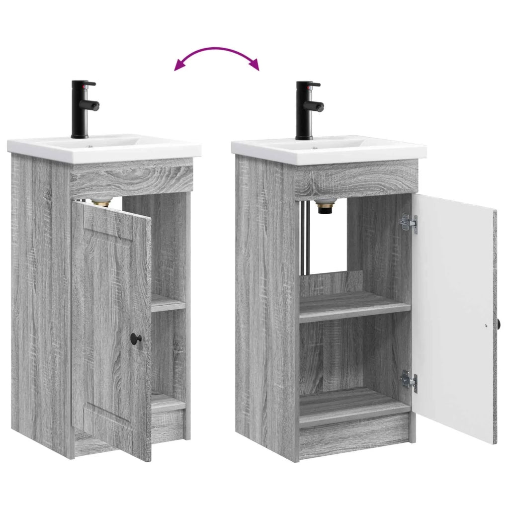 Mobile da bagno con lavabo Sonoma grigio 42 x 40 x 84,5 cm
