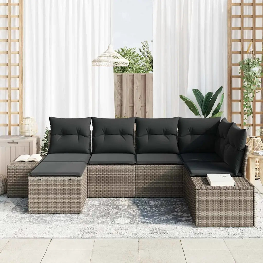 Set Divano da Giardino con cuscino 6 pcs Grigio polyrattan 3347129
