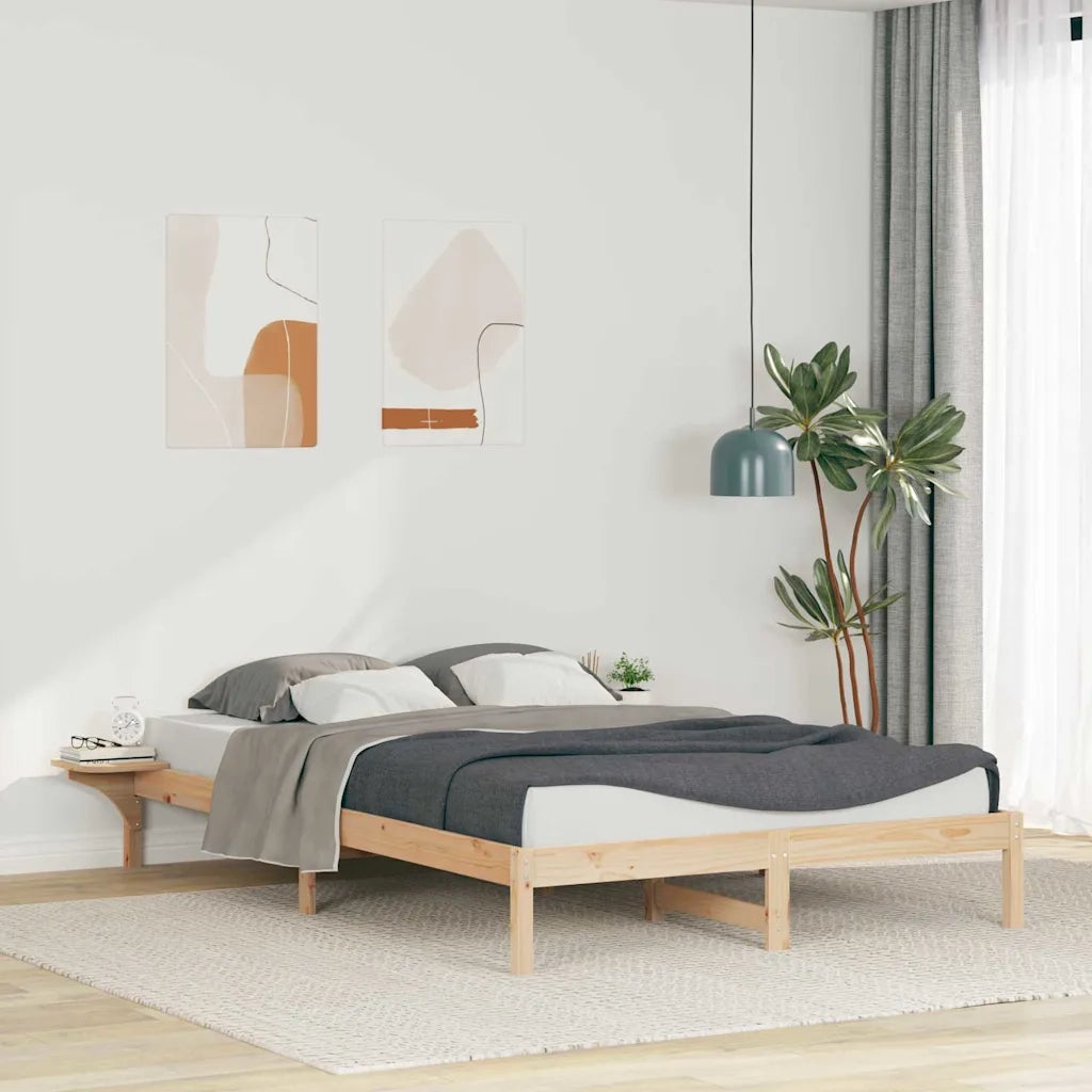 Letto con Tavolini Laterali Naturale 160 x 210 cm Pino massello 873229
