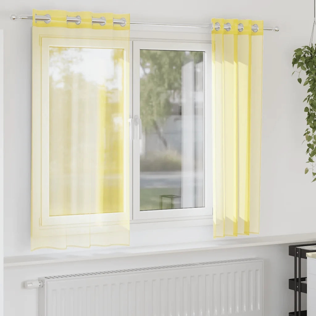 Tende in Voile con Occhielli 2 pz Giallo