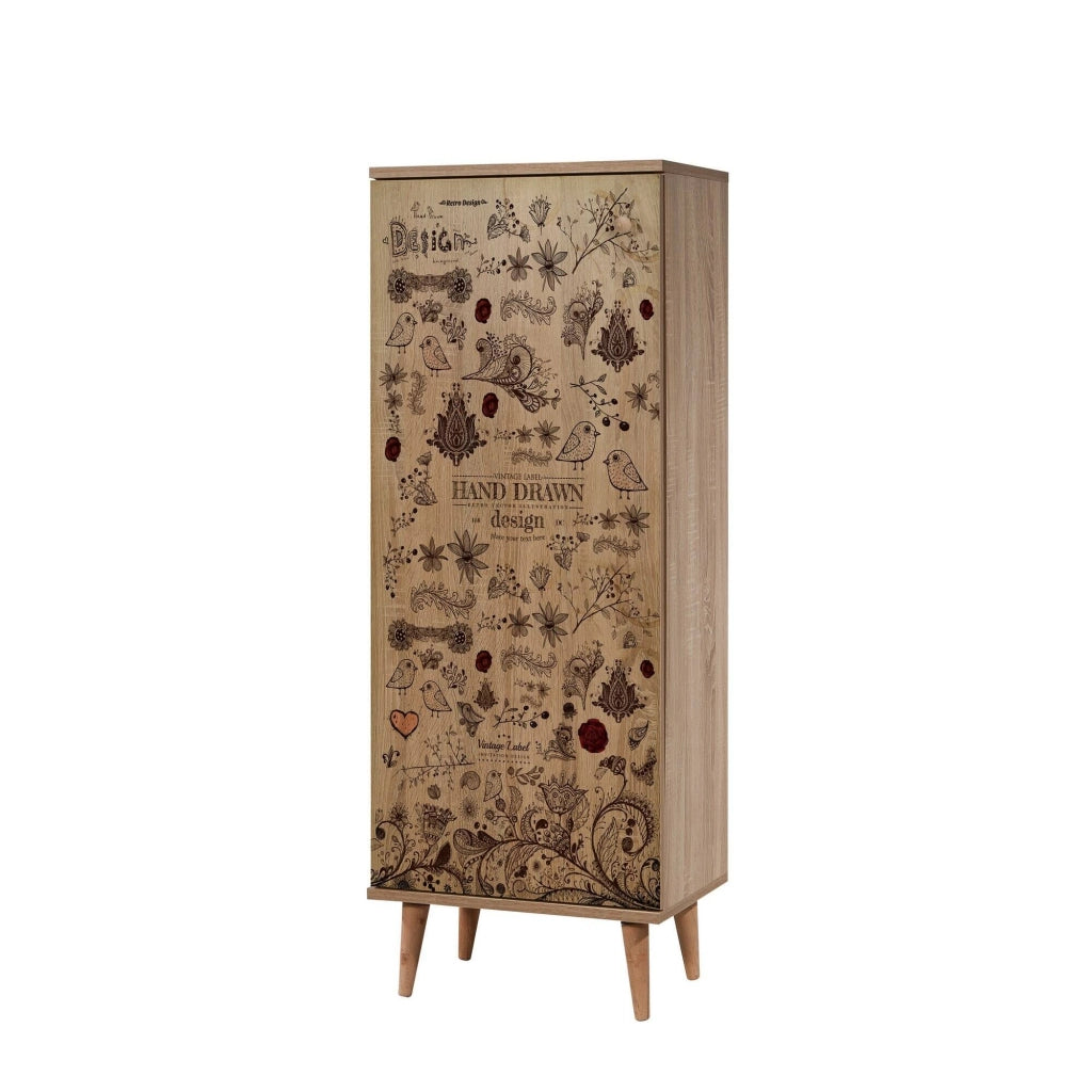 Mobile Portascarpe Dacrydium, Scarpiera 16 Paia, 50x38x135h cm Marrone Quercia