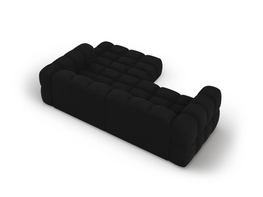 Cosmopolitan Design - Divano angolare modulare destro "Sky" 3 posti in velluto nero 