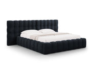 Cosmopolitan Design - Letto a cassettone con testiera doppia "Bali" 200x200cm in velluto blu scuro 