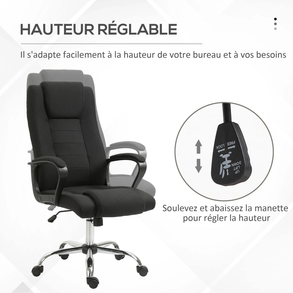 Sedia da Ufficio Ergonomica con Rotelle ¨C Xylo ¨C Lino Nero Altezza Regolabile
