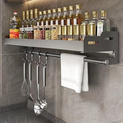 Kruidenrek da Parete - Cucina senza Forare con Cucina Rotolo Sostegno e Ganci - Metallo Inox - 50 cm