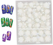 Decorazioni per unghie a tema natalizio - 12 pezzi - Decali trasferibili per DIY - Sicure e dermocompatibili - Disegno fiocco di neve